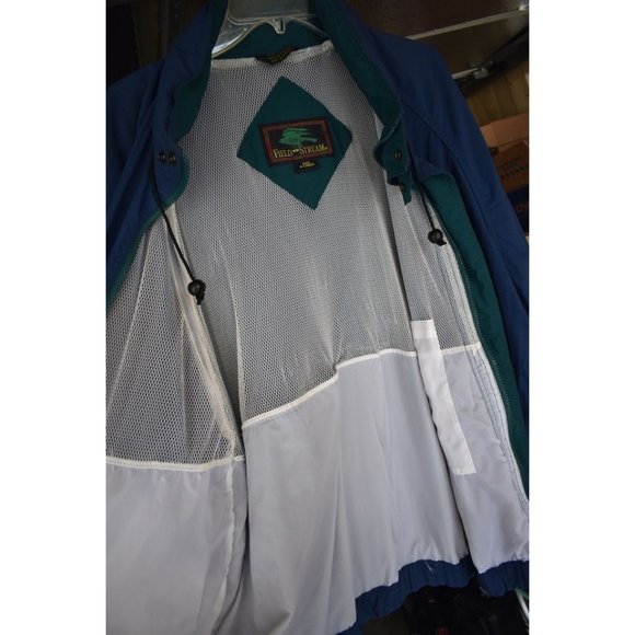 Men's Vintage Field & Stream Blue Zip up Windbreaker Zipped Hood XL - Picture 4 of 9